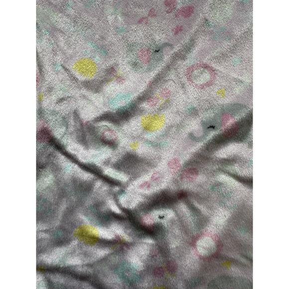 Chick Pea Pink Gray Elephant Butterfly Flowers Sherpa Kids Baby Lovey Blanket - Picture 9 of 11